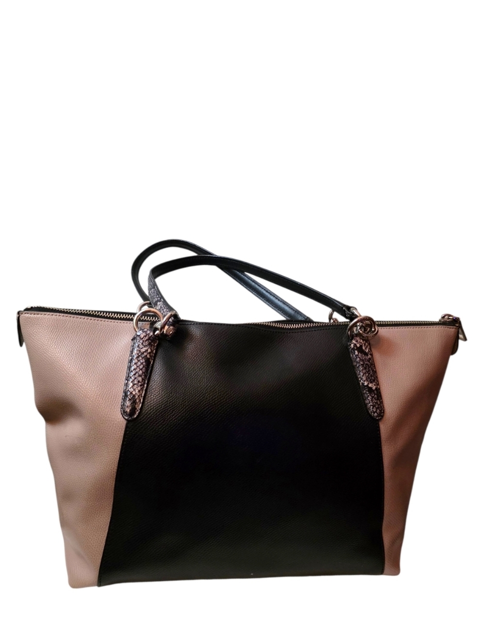 Coach Ava Tote F38308 Black Multi Leather Snake Embossed Trim Shoulder Bag - Picture 5 of 16